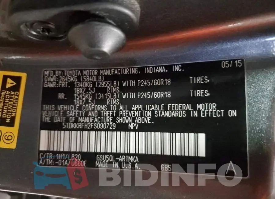 5TDKKRFH2FS090729 Photo# 12
