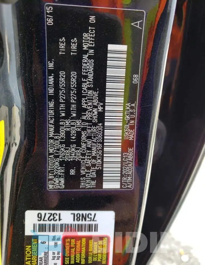 5TDKY5G16FS060304 Photo# 14