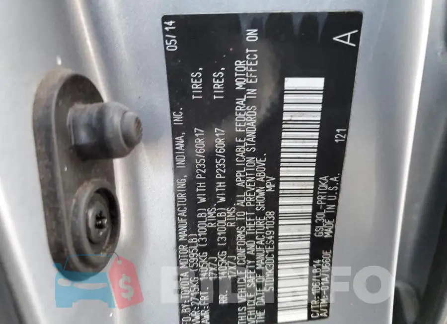 5TDYK3DC1ES491038 Photo# 13