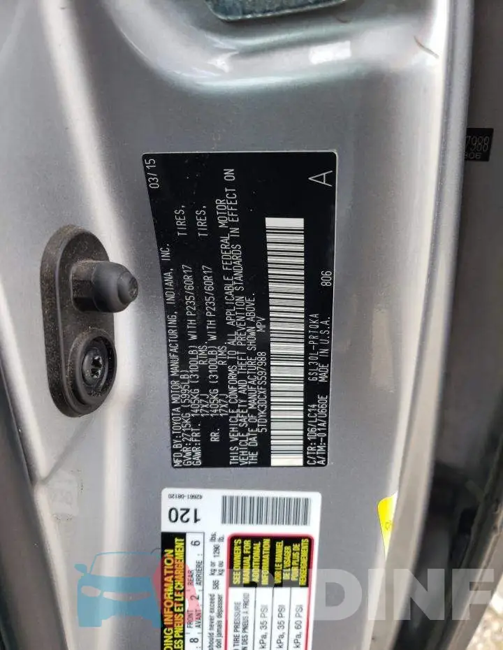 5TDYK3DCXFS597988 Photo# 14