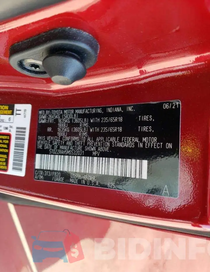 5TDZZRAH5MS532031 Photo# 12