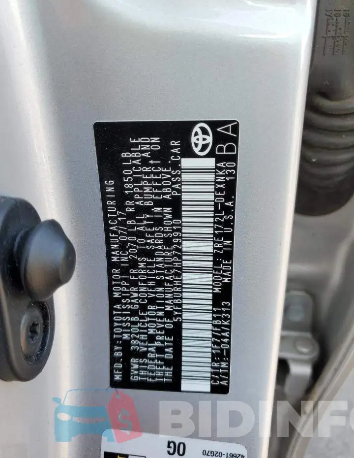 5YFBURHE7HP729910 Photo# 13