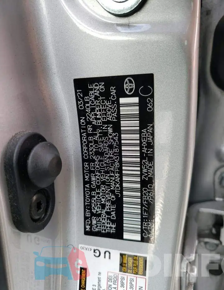 JTDKAMFP8M3187543 Photo# 13