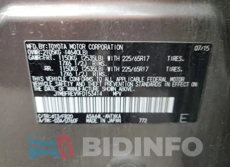 JTMBFREV9FD153414 Photo# 13