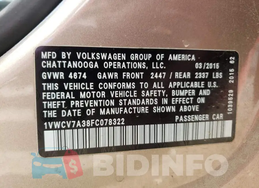 1VWCV7A38FC078322 Photo# 12