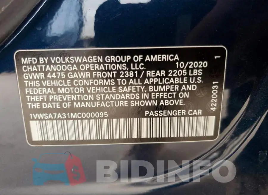 1VWSA7A31MC000095 Photo# 13