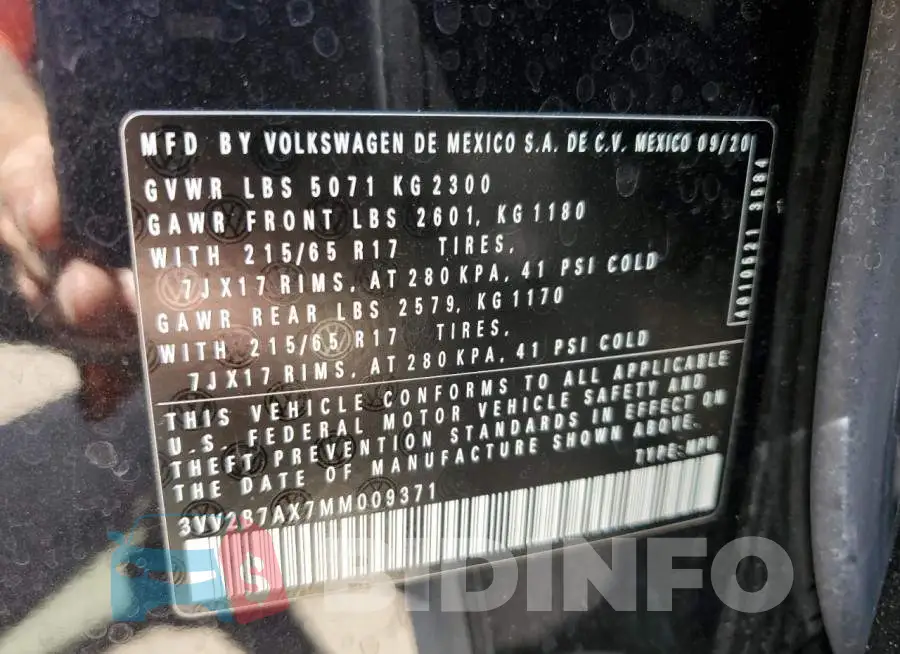 3VV2B7AX7MM009371 Photo# 13