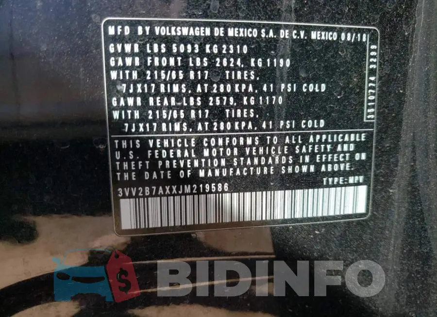 3VV2B7AXXJM219586 Photo# 12