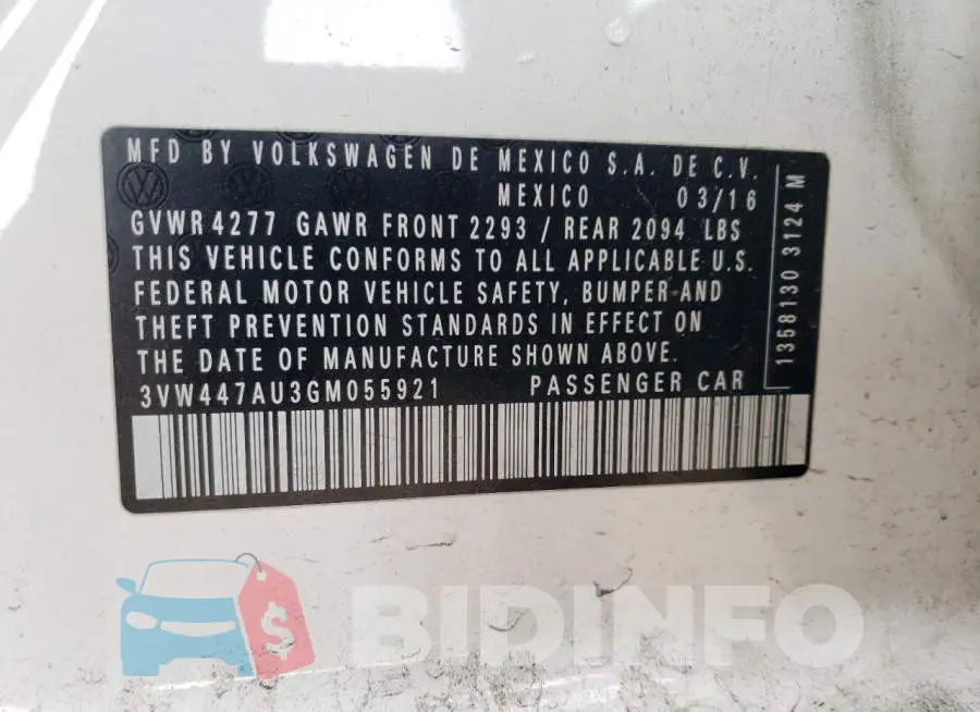 3VW447AU3GM055921 Photo# 12
