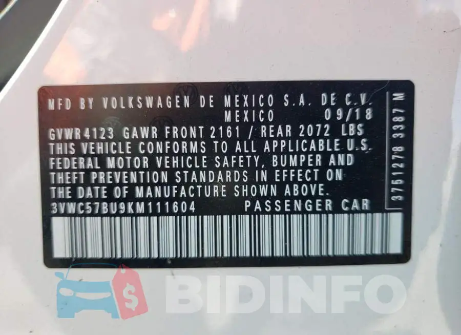 3VWC57BU9KM111604 Photo# 13