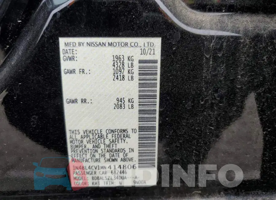 1N4BL4CV1MN414806 Photo# 12