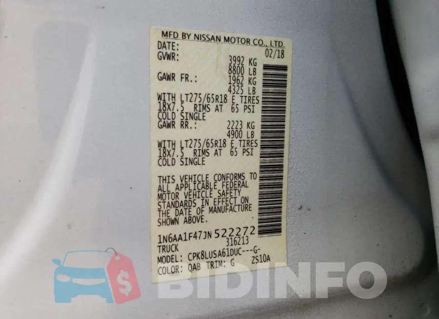 1N6AA1F47JN522272 Photo# 13
