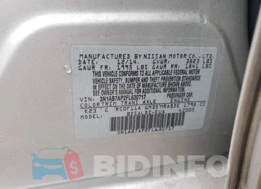 3N1AB7AP2FL630717 Photo# 12
