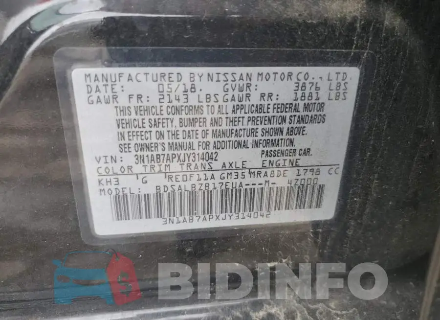 3N1AB7APXJY314042 Photo# 12
