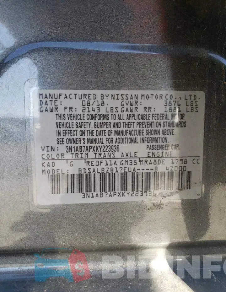 3N1AB7APXKY223936 Photo# 12