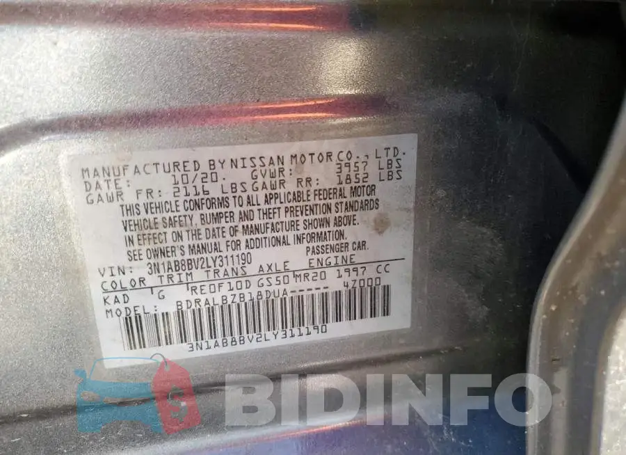 3N1AB8BV2LY311190 Photo# 12