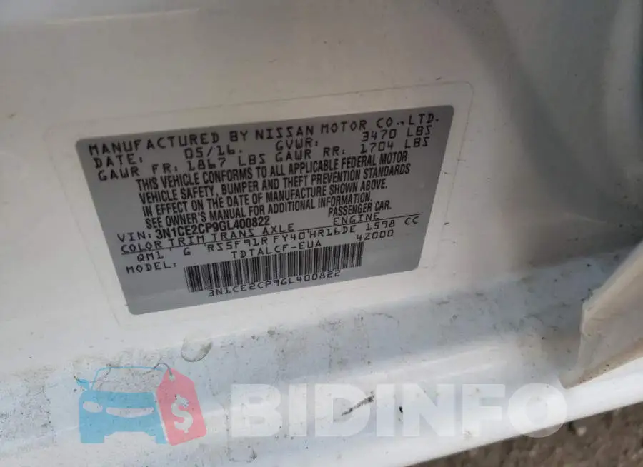 3N1CE2CP9GL400822 Photo# 12