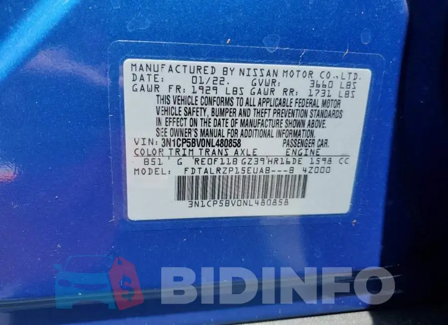3N1CP5BV0NL480858 Photo# 14