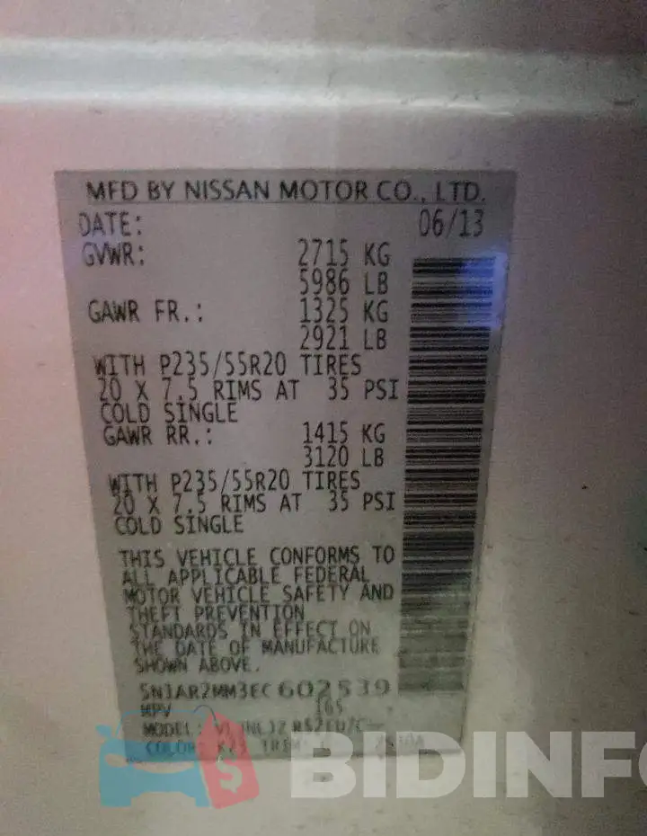 5N1AR2MM3EC602539 Photo# 13