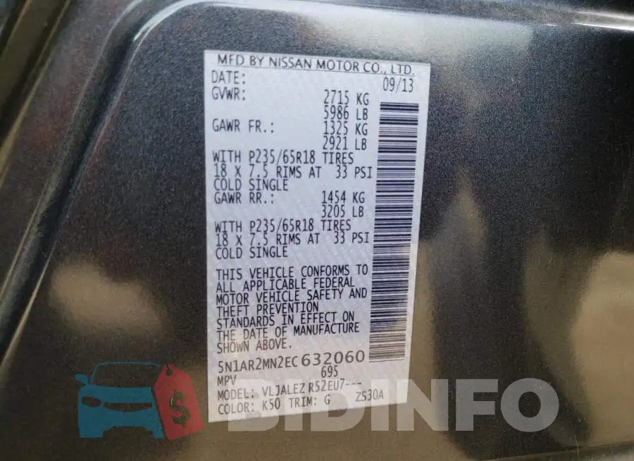 5N1AR2MN2EC632060 Photo# 13