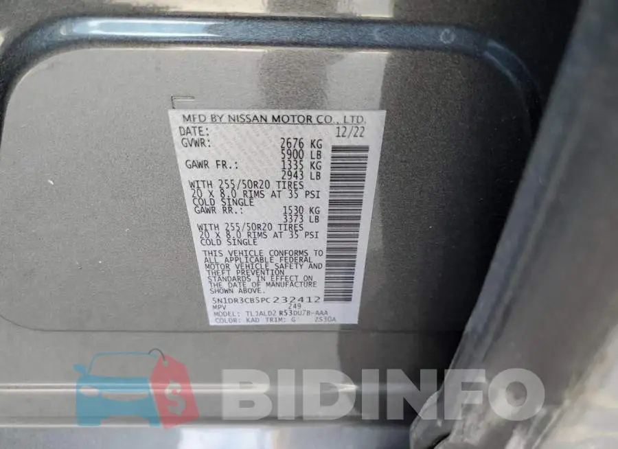 5N1DR3CB5PC232412 Photo# 13