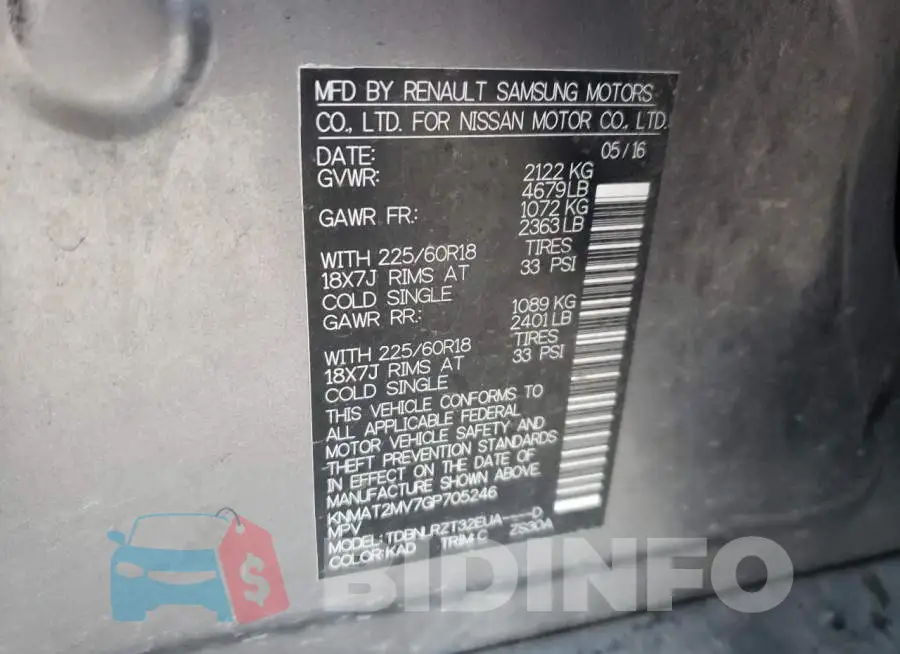 KNMAT2MV7GP705246 Photo# 13