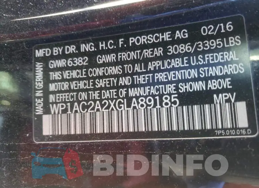 WP1AC2A2XGLA89185 Photo# 12