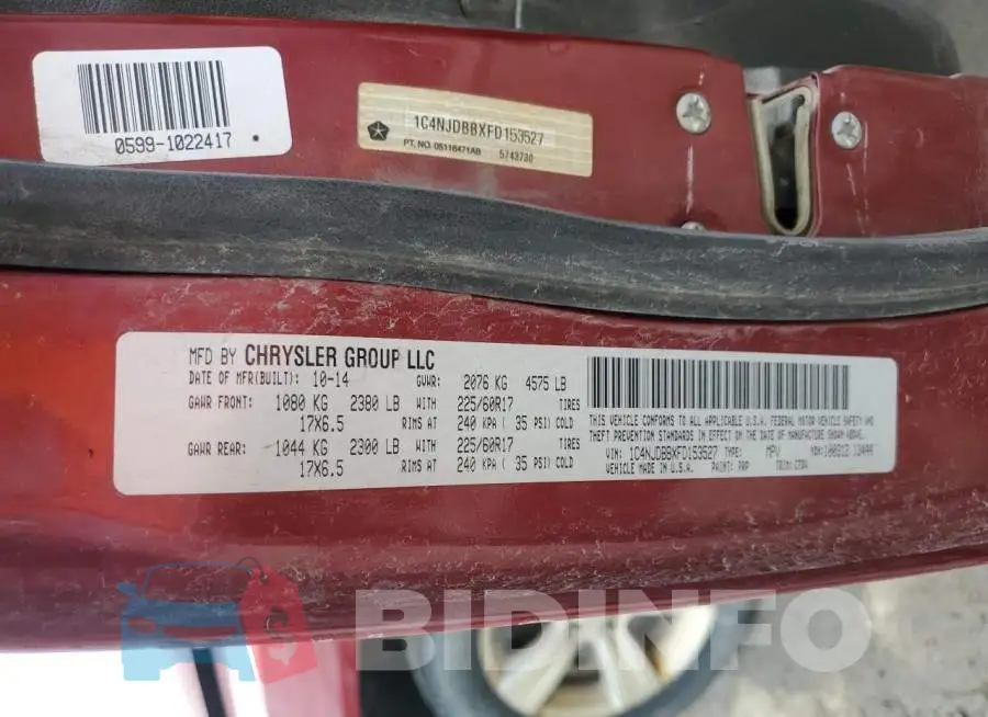 1C4NJDBBXFD153527 Photo# 14