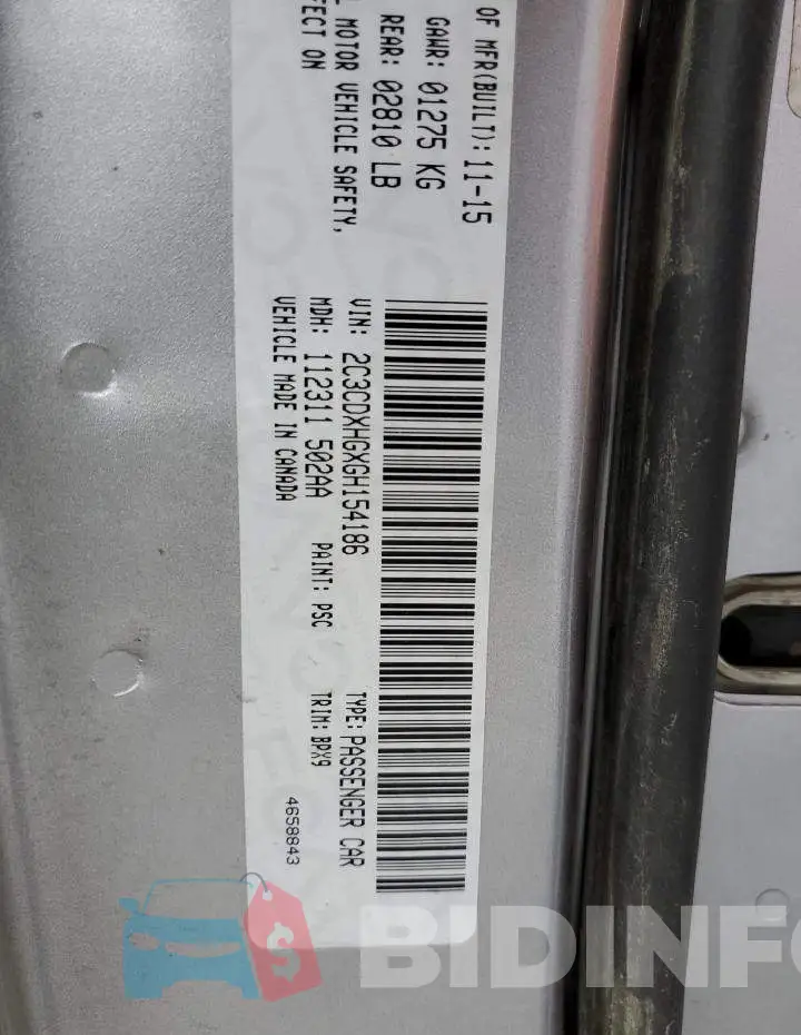 2C3CDXHGXGH154186 Photo# 12