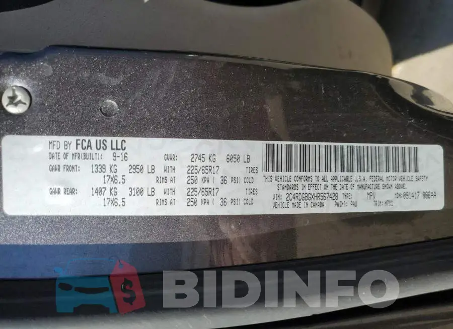 2C4RDGBGXHR567428 Photo# 13