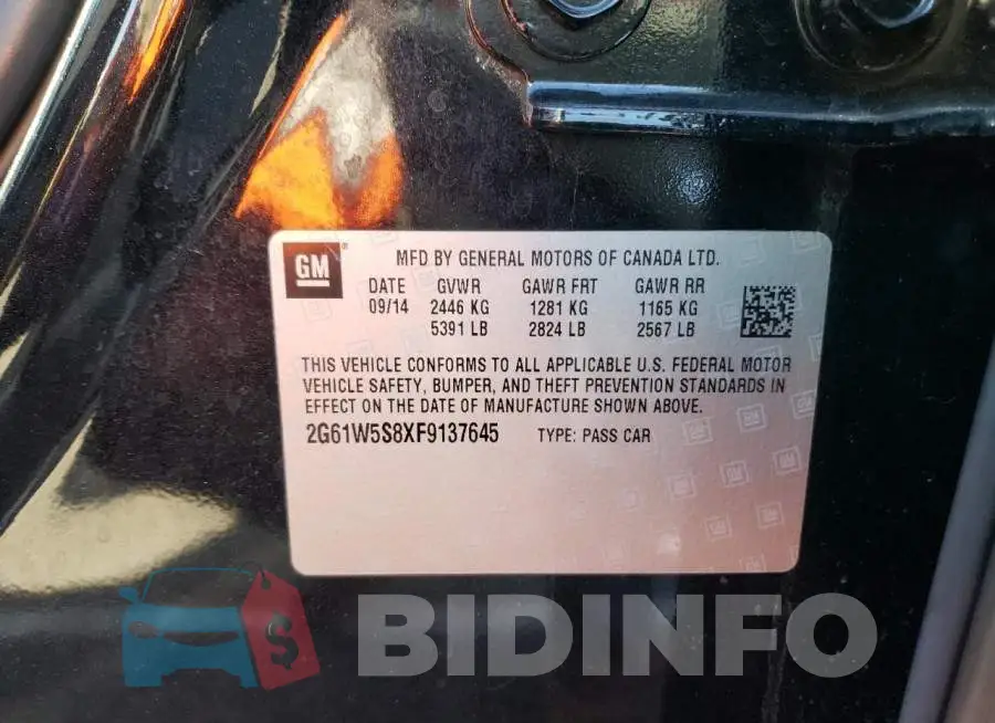 2G61W5S8XF9137645 Photo# 12