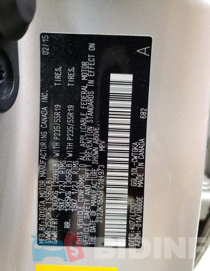 2T2ZK1BA5FC184973 Photo# 14