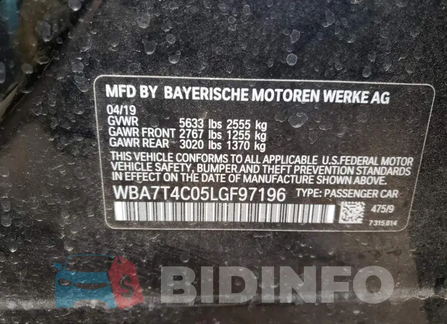 WBA7T4C05LGF97196 Photo# 12