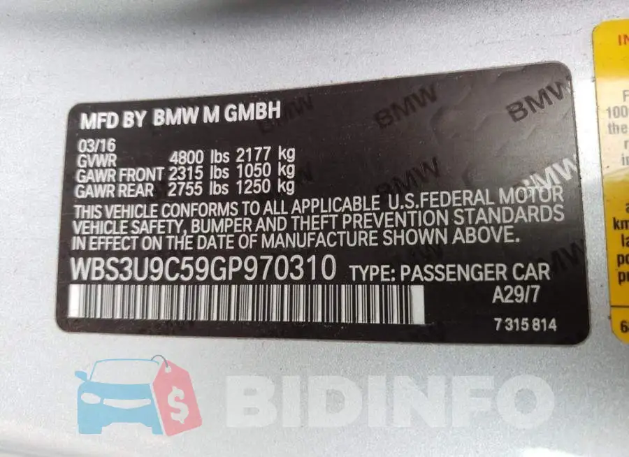 WBS3U9C59GP970310 Photo# 12