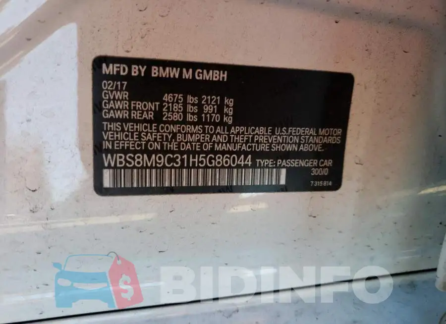 WBS8M9C31H5G86044 Photo# 12