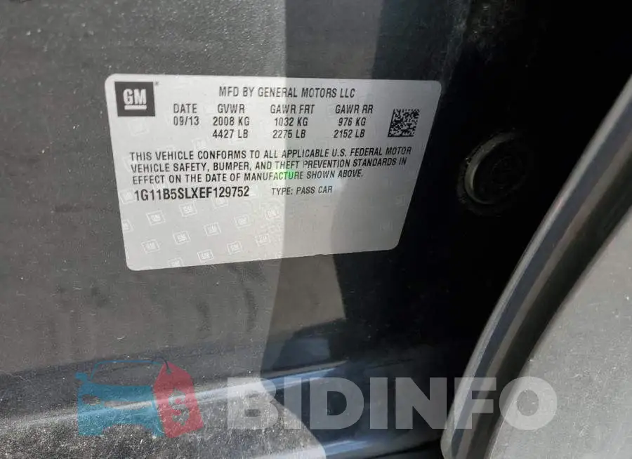 1G11B5SLXEF129752 Photo# 12