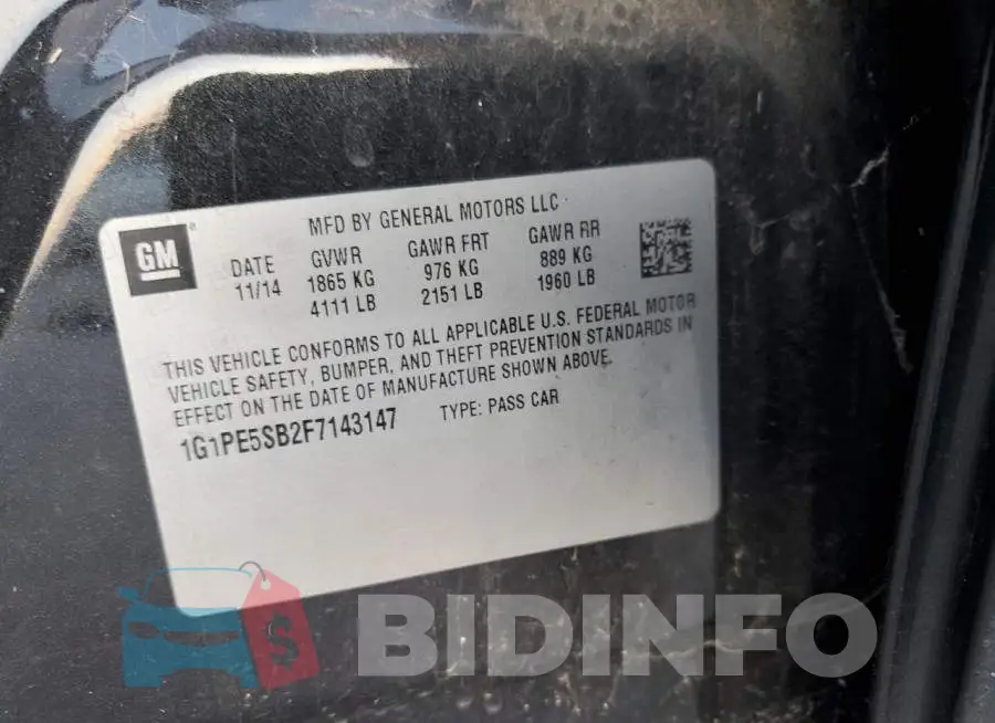 1G1PE5SB2F7143147 Photo# 12