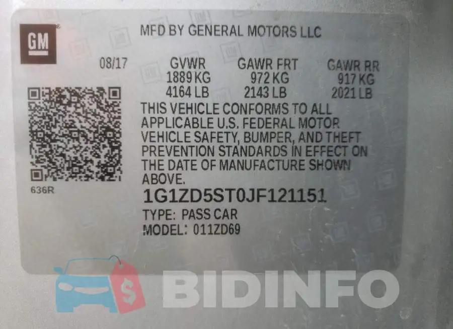 1G1ZD5ST0JF121151 Photo# 12