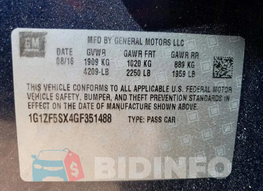 1G1ZF5SX4GF351488 Photo# 12