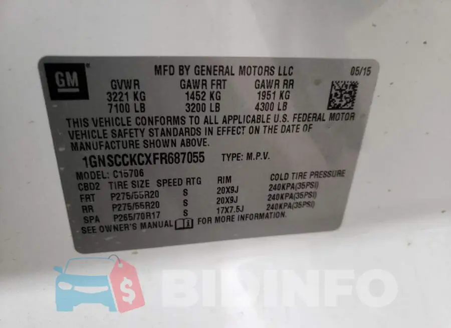 1GNSCCKCXFR687055 Photo# 14