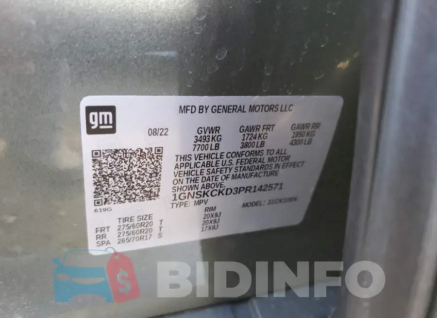 1GNSKCKD3PR142571 Photo# 14