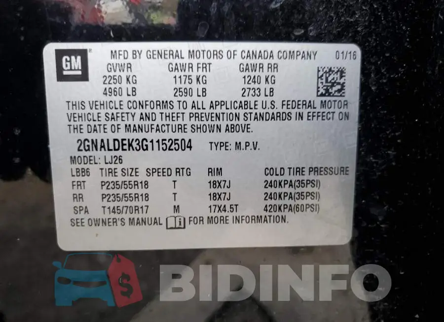 2GNALDEK3G1152504 Photo# 14