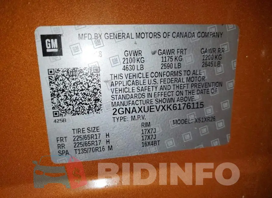 2GNAXUEVXK6176115 Photo# 14