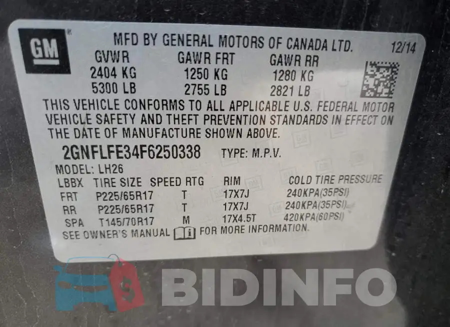 2GNFLFE34F6250338 Photo# 12