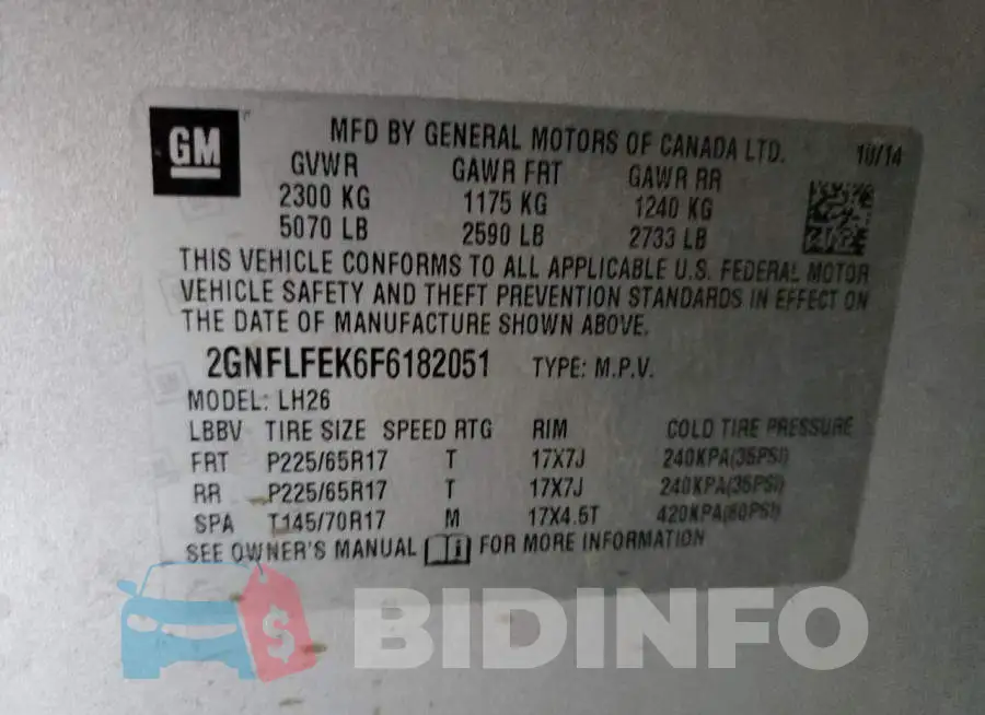 2GNFLFEK6F6182051 Photo# 13