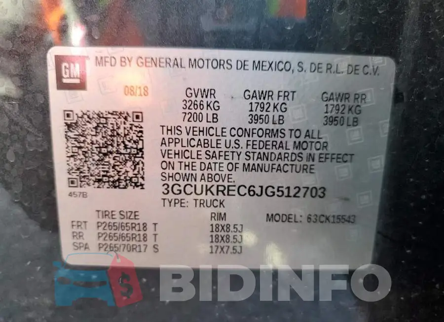 3GCUKREC6JG512703 Photo# 12