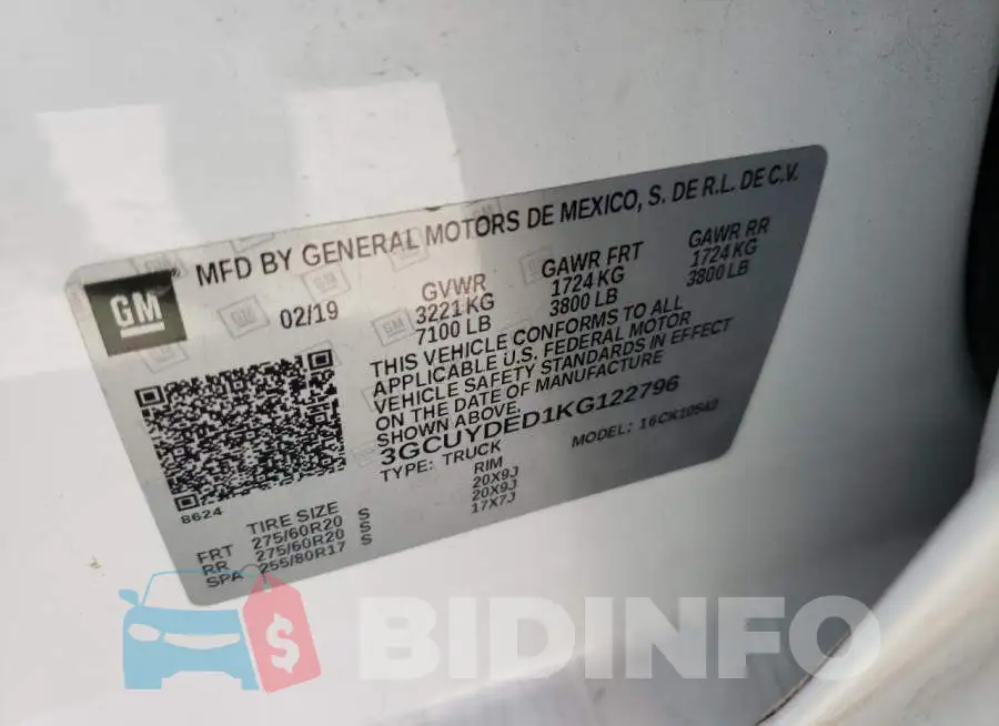 3GCUYDED1KG122796 Photo# 12