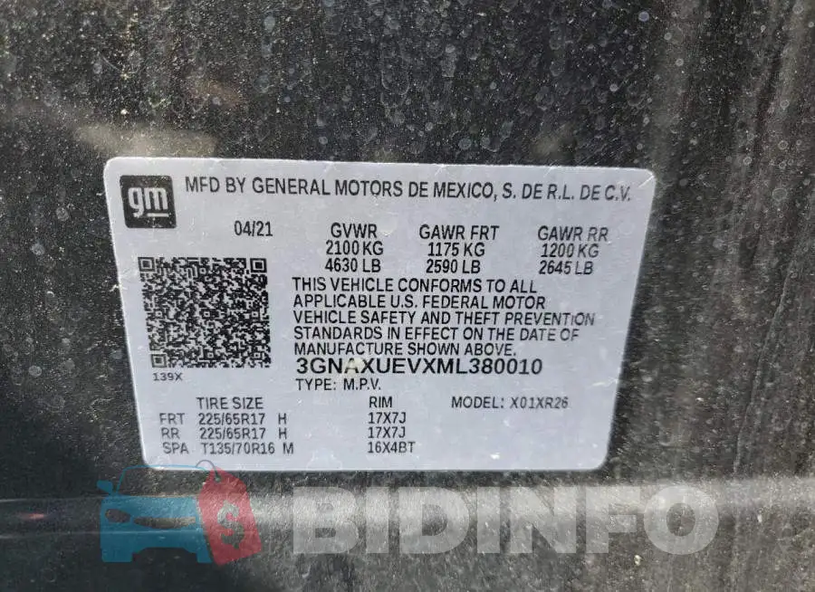 3GNAXUEVXML380010 Photo# 14