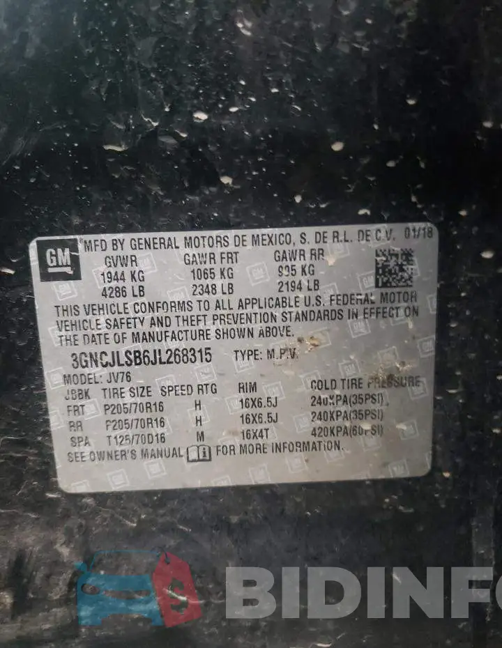 3GNCJLSB6JL268315 Photo# 14