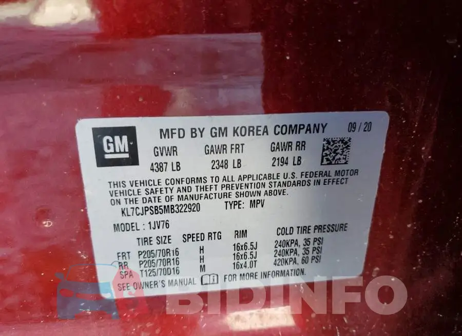 KL7CJPSB5MB322920 Photo# 13